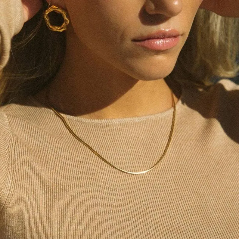 Minimalistische Edelstahl Schlangenkette Halskette Für Damen Herren Gold Silber Roségold Beschichtet Rund Choker Schmuck Geschenk