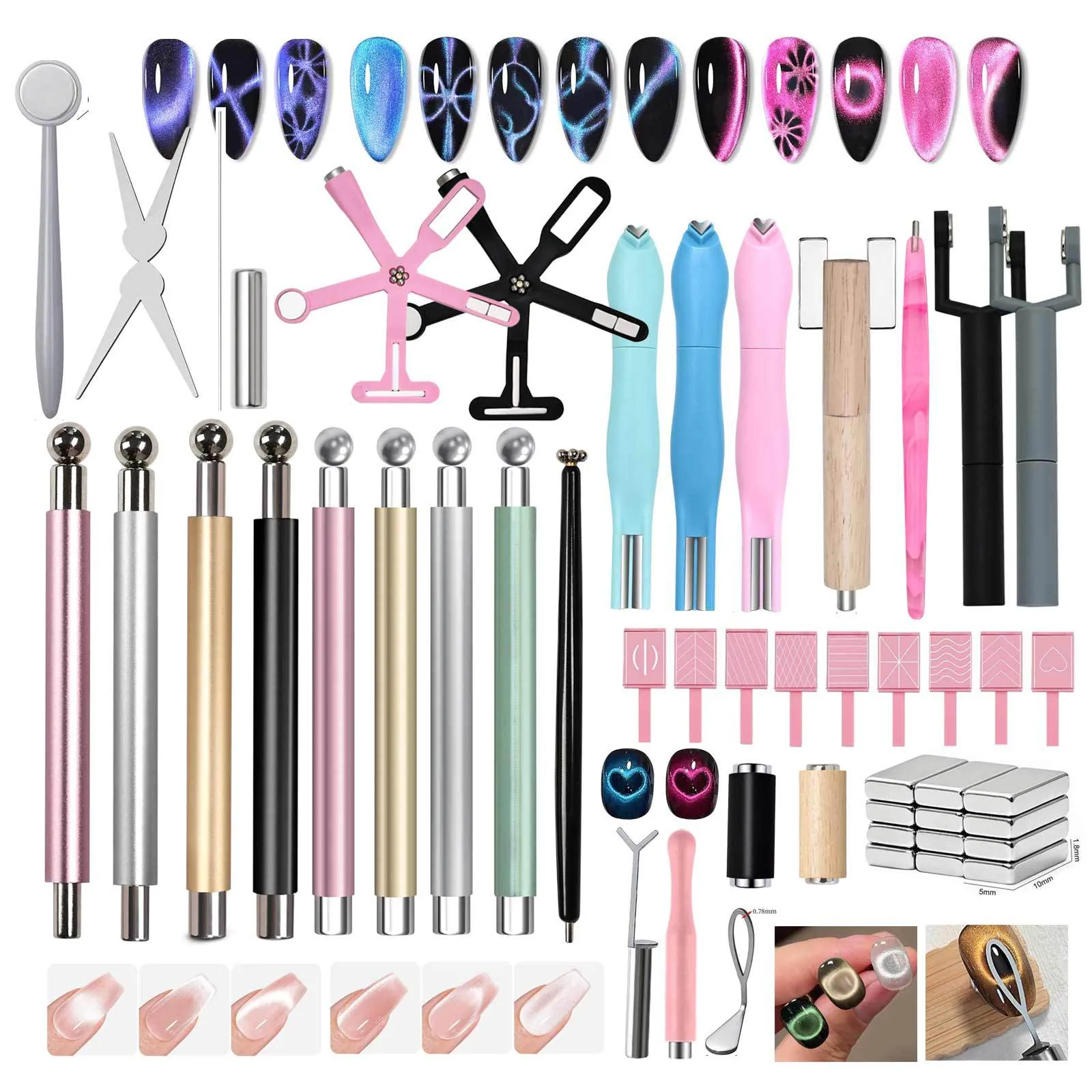 Strumento Magnete Occhio Di Gatto Per Unghie Bastone Magnete Al Neodimio Forte Doppia Testa Multi Funzionale Per Manicure Gel