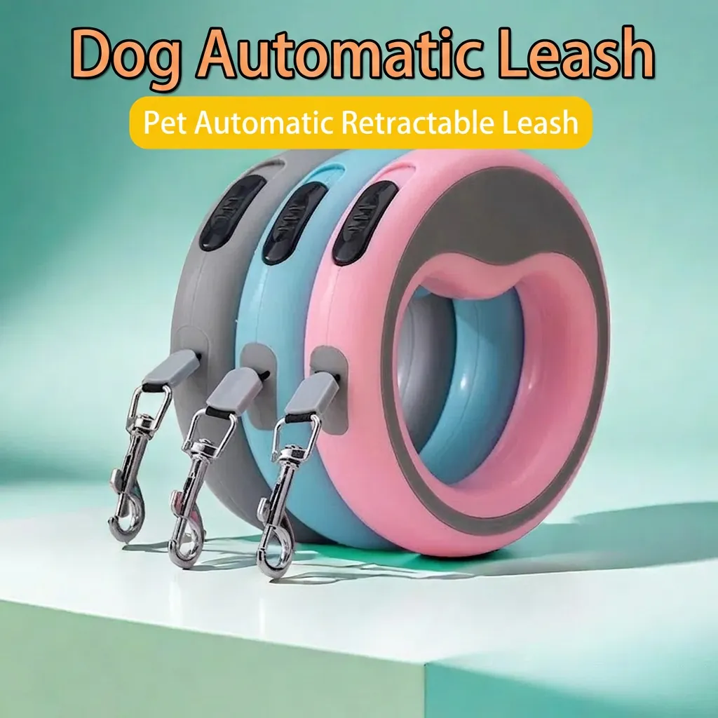 Guinzaglio Retrattile Automatico Per Cani ABS Nylon Pulsante Blocco Freno Impugnatura Ergonomica Rotonda Per Animali Medi