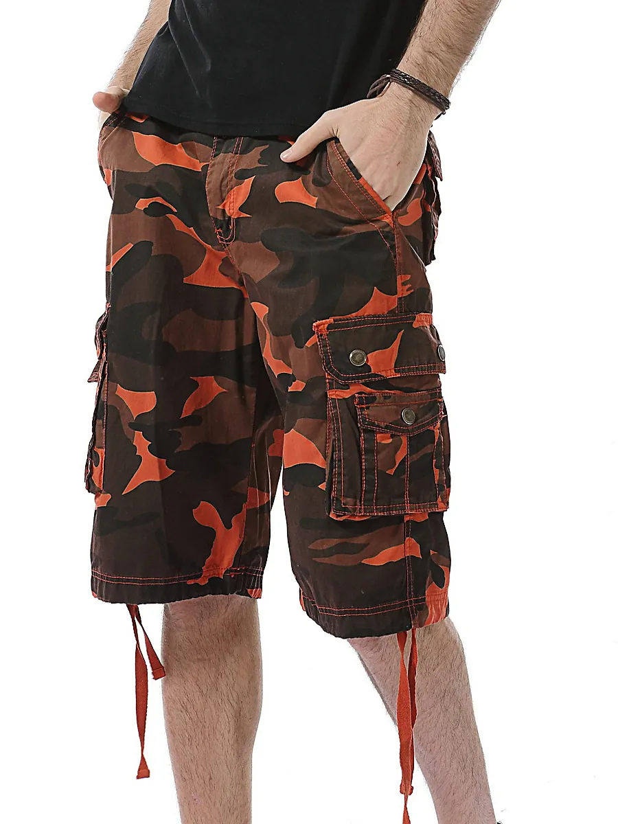 Men Casual Camouflage Cargo Shorts With Multi Pockets Cotton Blend Breathable Outdoor Summer Utility Short Pants For Men
