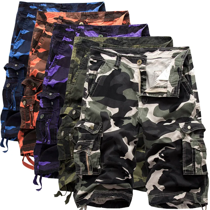 Men Casual Cargo Shorts Camouflage Multi Pocket Cotton Fabric Outdoor Summer Beach Work Wear Tactical Shorts
