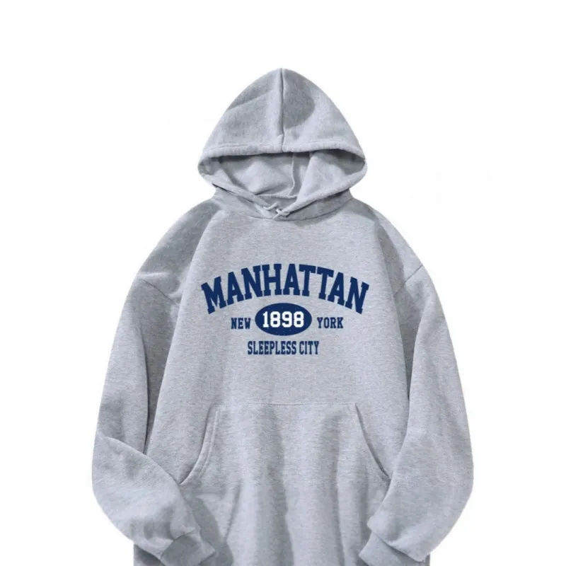 Men's Vintage American College Style Hooded Sweatshirt Cotton Blend Fleece Lined Pullover Hoodie With Kangaroo Pocket Letter Printed For Autumn Winter Casual Daily Wear