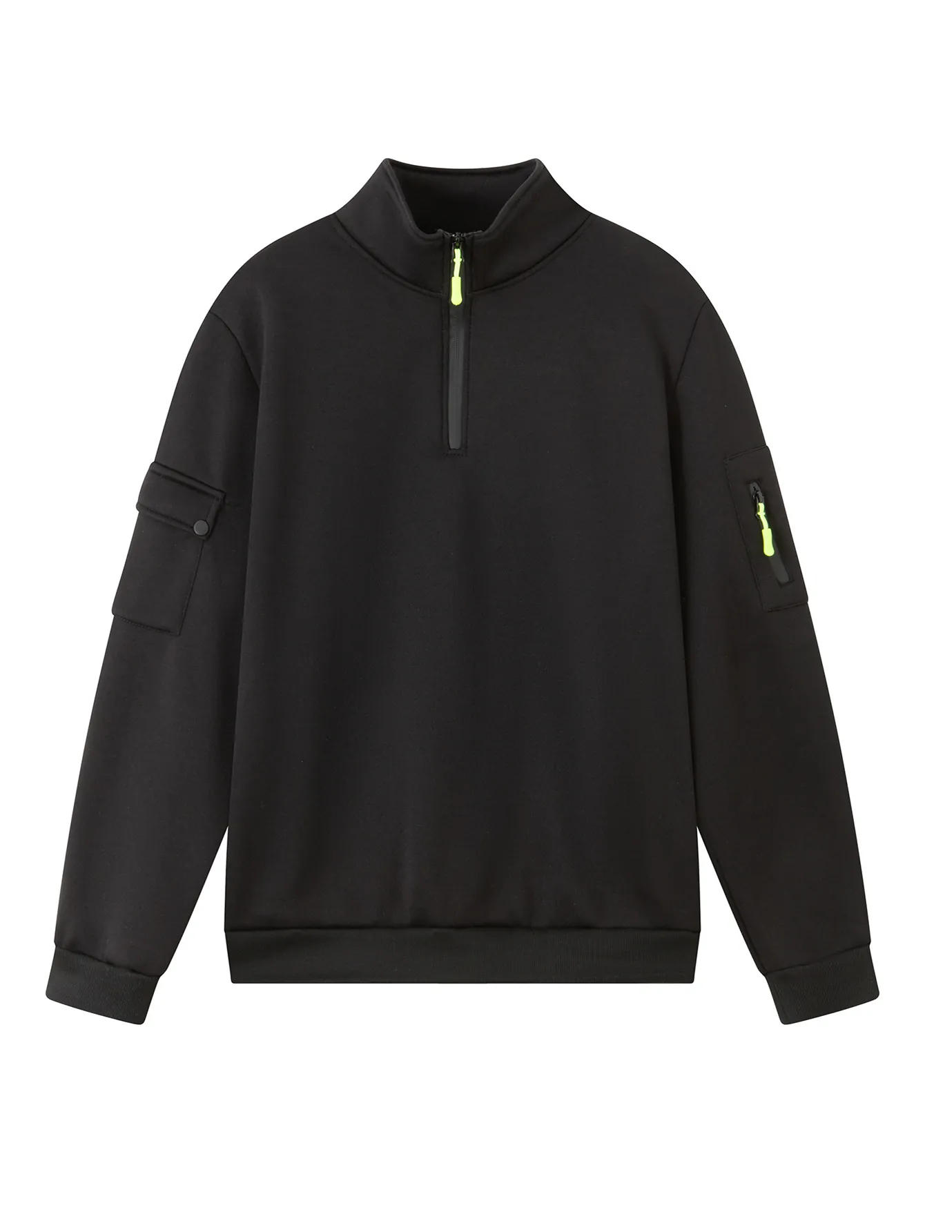 Maglia da Uomo con Collo Rialzato e Mezza Cerniera Vestibilità Aderente Pullover a Manica Lunga con Tasche Multiple Sportivo Casual