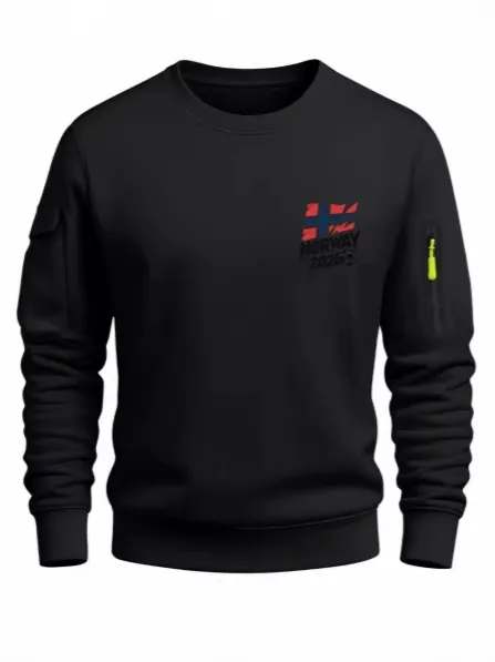 Felpa da Uomo Norvegia 2026 Girocollo Manica Lunga Sportiva Pullover Con Tasche sulle Maniche Top Casual da Uomo