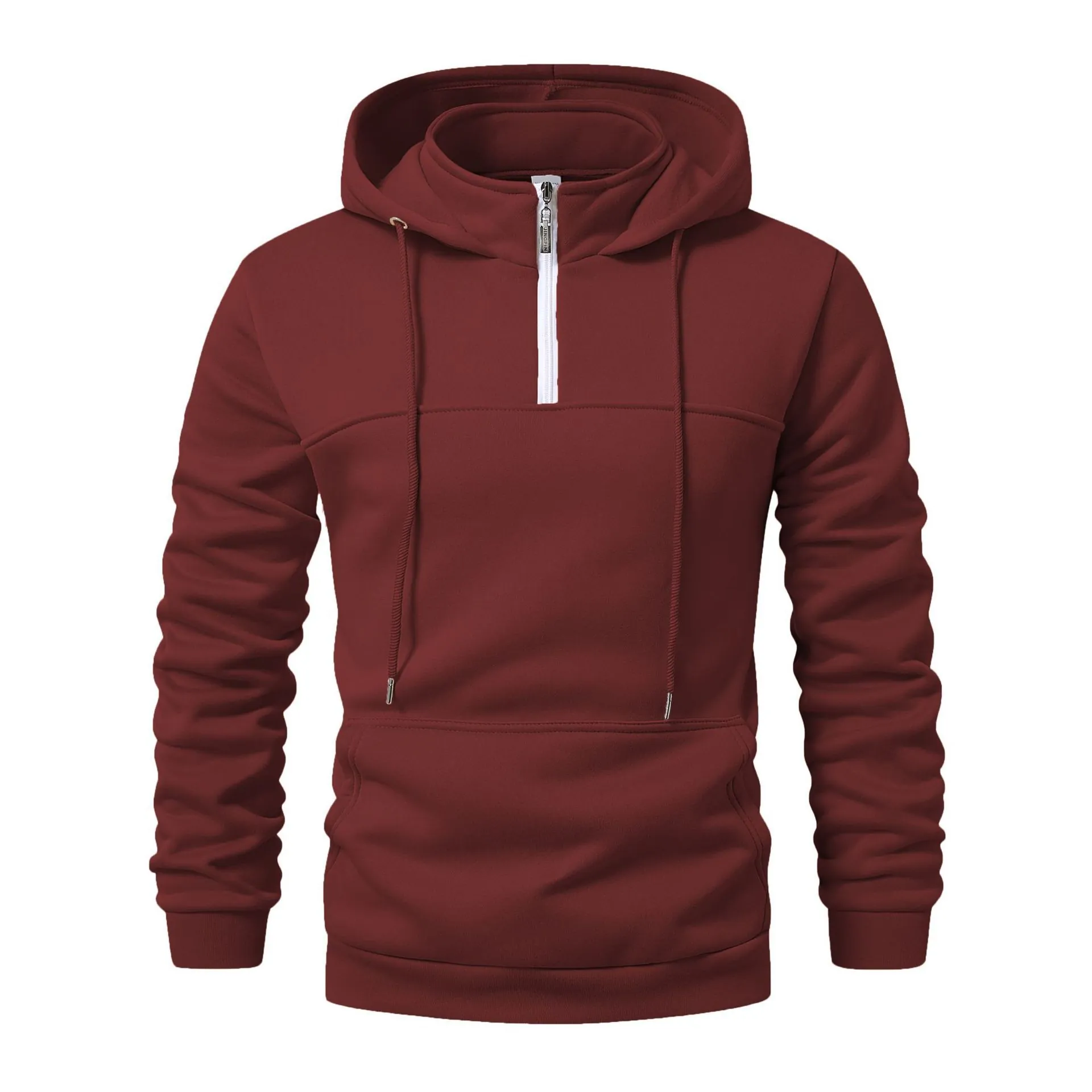 Men's Half Zip Hoodie Fleece Lined Long Sleeve Pullover Sweatshirt Sports Casual Hooded Jacket For Autumn Winter