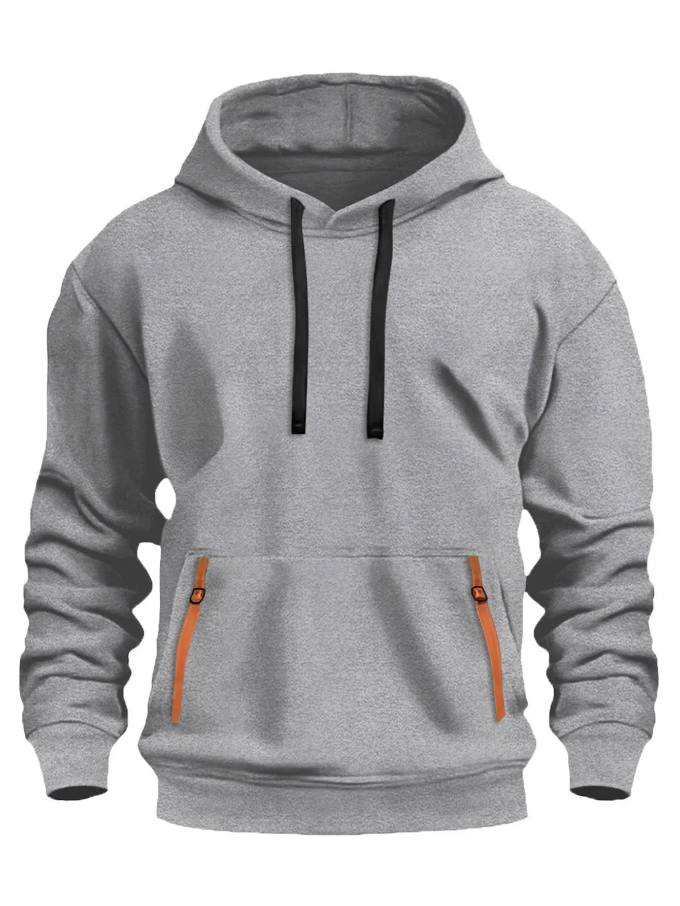 Sudadera con Capucha Informal para Hombre Pullover de Poliéster Manga Larga Bolsillo Canguro Cordón en Contraste Ajuste Holgado