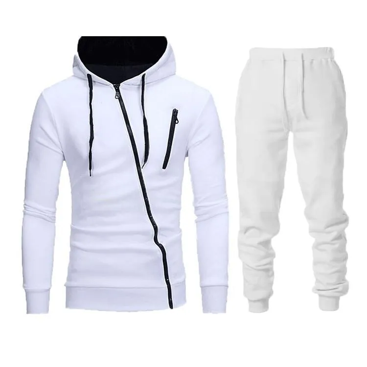 Haut À Capuche Et Pantalon Homme Mélange Coton Fermeture Éclair Asymétrique Tenue Sportive Pour Sports Et Quotidien