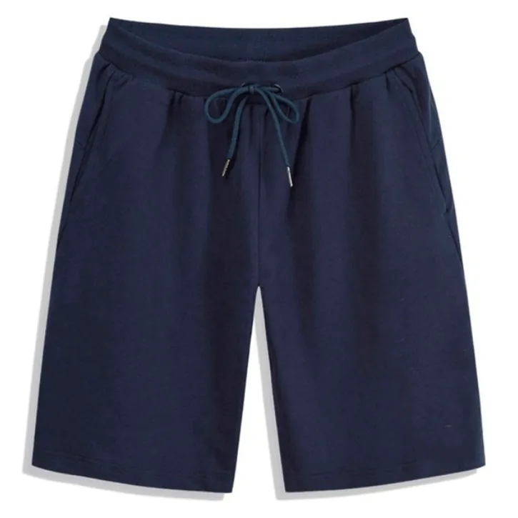 Short de Sport Décontracté pour Hommes en Mélange de Coton Taille Élastique Cordon de Serrage Respirant Short d'Été pour Gym Course Fitness