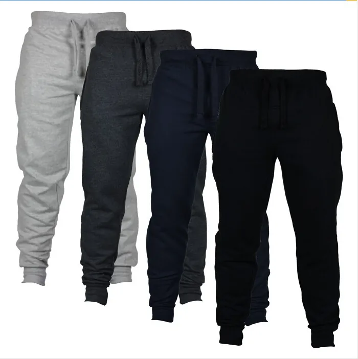 Pantalon de Jogging Décontracté en Mélange de Coton pour Hommes Avec Cordon de Serrage Taille Élastique Ourlet à Revers Couleur Unie
