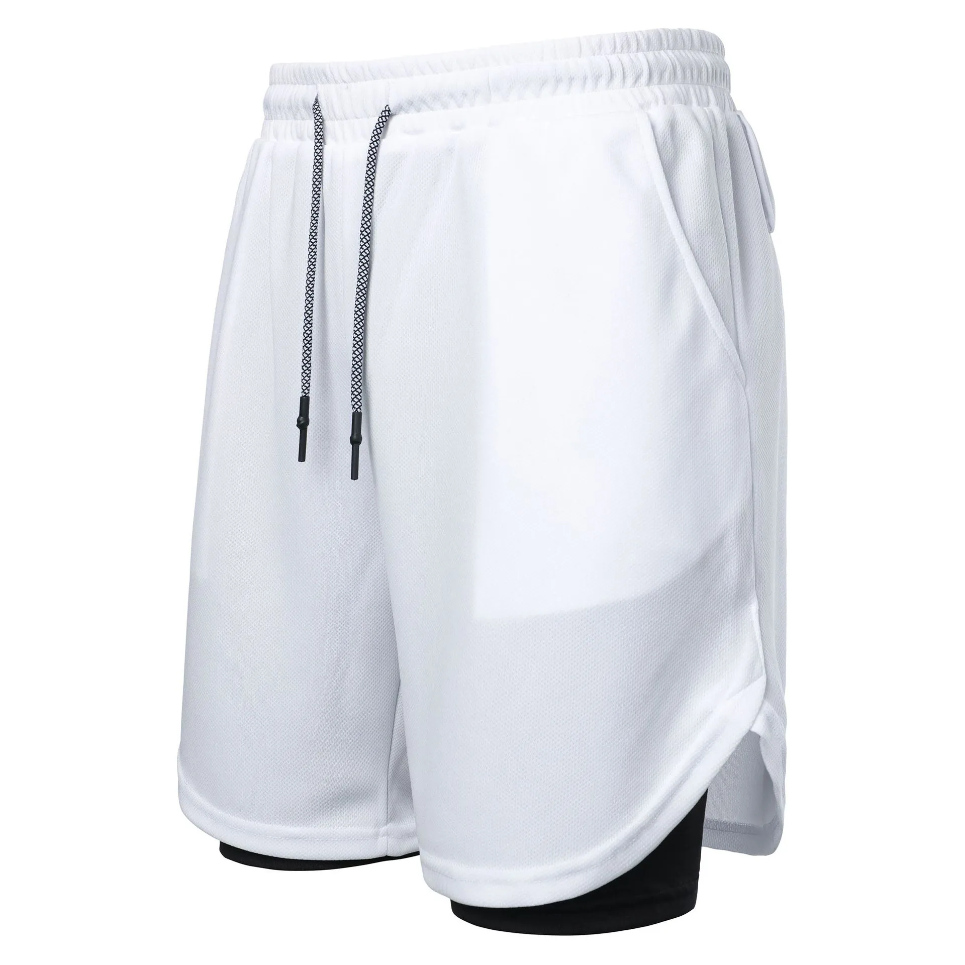 Herren 2-in-1 Sport-Shorts Atmungsaktives Mesh Schnelltrocknende Fitness-Shorts Mit Handytasche Und Handtuchschlaufe Für Lauftraining