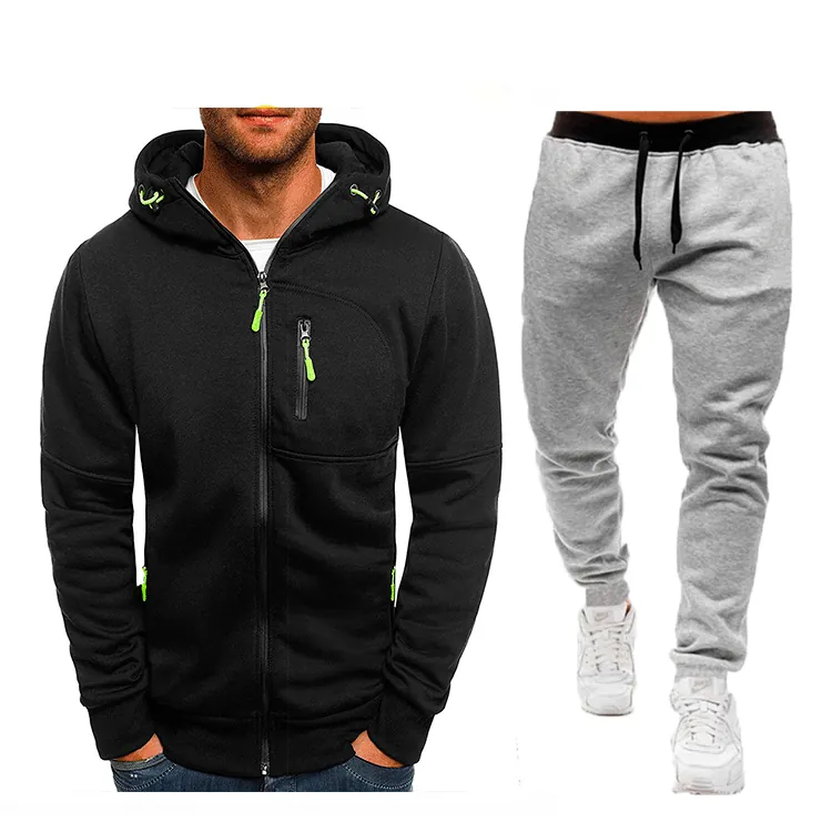 Uomo Felpa Con Cappuccio E Zip E Pantaloni Sportivi In Misto Cotone Tuta Casual Con Tasche Per Allenamento Abbigliamento Quotidiano
