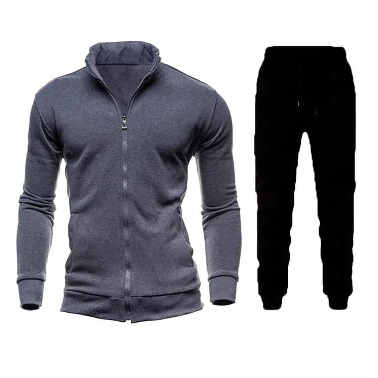 Herren Casual Polyester Stehkragen Reißverschluss Fleece Gefüttert Jacke Und Hose Oben Und Unten Sportbekleidung Jogging Outfit