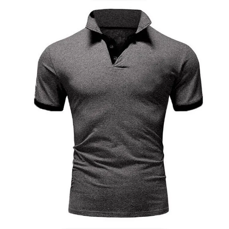 Polo da Uomo Casual a Manica Corta Patchwork a Contrasto in Misto Fibra di Acetato Top Estivo alla Moda Basic Comodo Abbigliamento Quotidiano