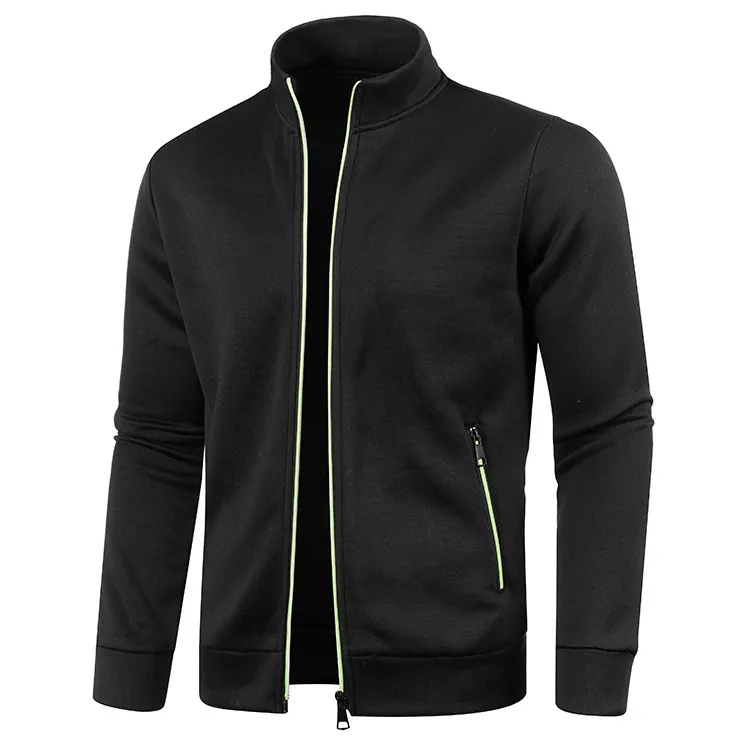 Men Stand Collar Full Zip Knitted Jacket Fleece Lined Casual Heathered Cardigan Sweater Outerwear For Winter Autumn Top