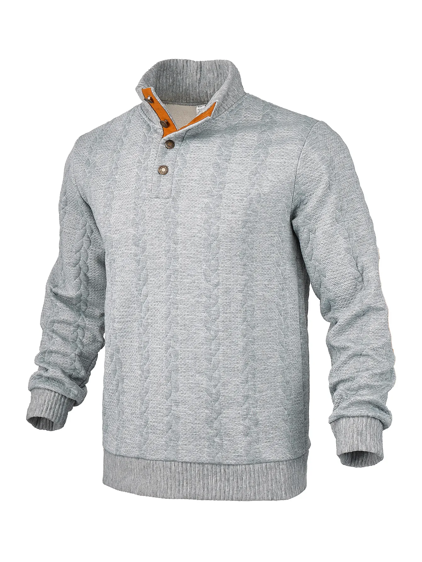 Felpa Casual da Uomo con Trecce Poliestere Spandex Colletto in Piedi Abbottonatura Caldo Pullover Retrò con Toppe sui Gomiti Top alla Moda Autunno Inverno