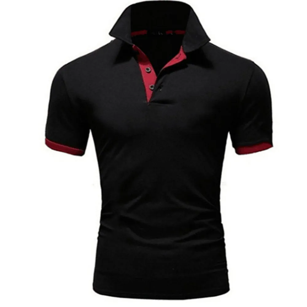 Men Casual Cotton Blend Polo Shirt Short Sleeve Slim Fit Contrast Trim Fashion Summer Top For Everyday Office Comfort