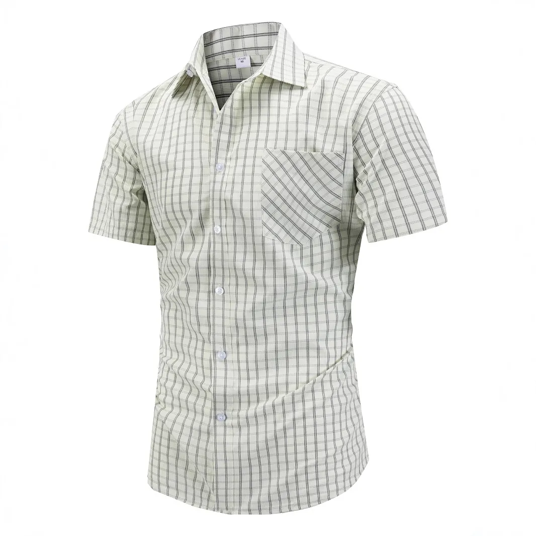 Men's Casual Plaid Short Sleeve Shirt Lapel Single Breasted Lightweight Summer Top Outdoor Daily Fashion Plaid Shirt
