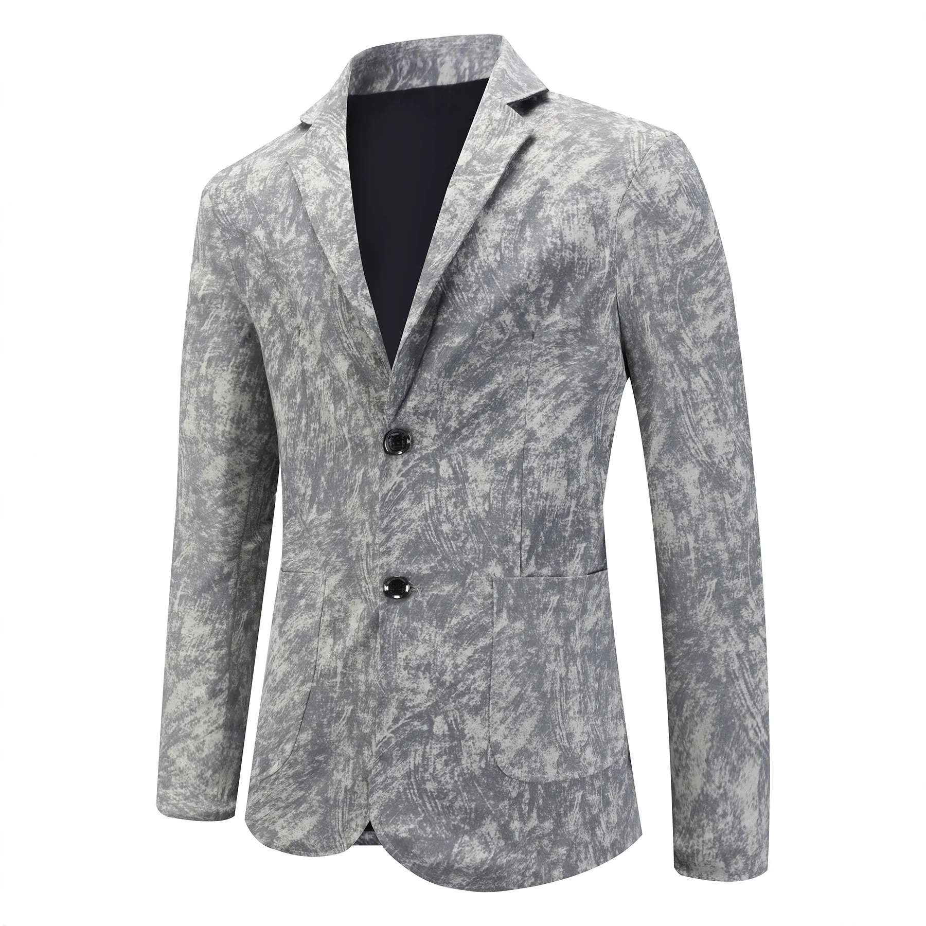Men Polyester Tie Dye Suit Jacket Marble Print Blazer Notched Lapel Single Breasted Business Casual Office Daily Outerwear
