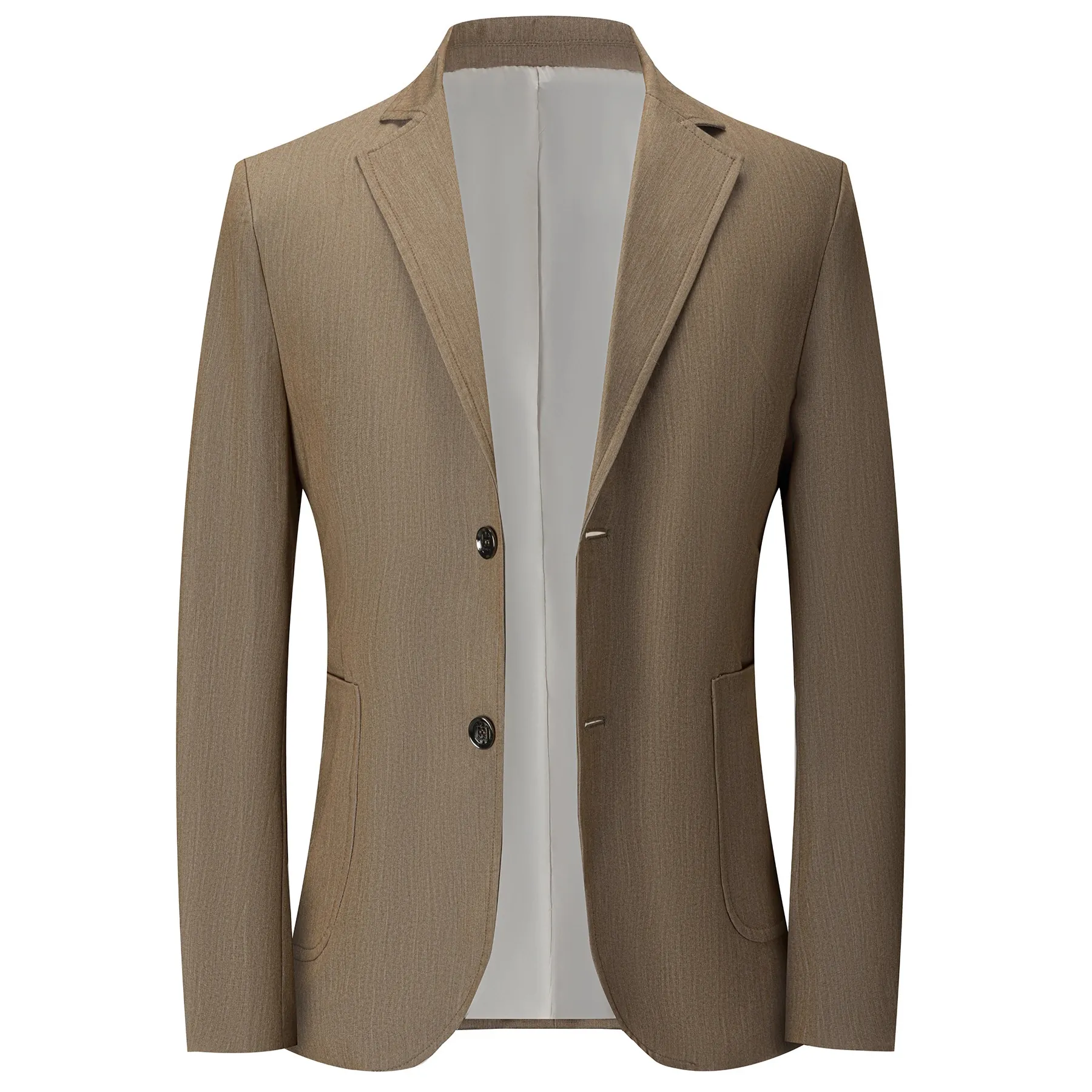 Men Casual Blazer Polyester Woven Lightweight Single Breasted Lapel Jacket With Patch Pockets For Office Daily Business Top