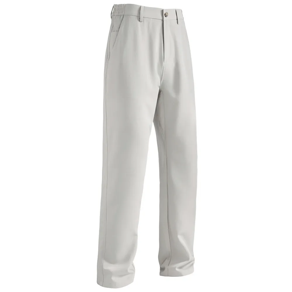 Men Casual Pants Elastic Waist Straight Leg Polyester Viscose Blend Solid Color Smart Casual Trousers For Spring Office