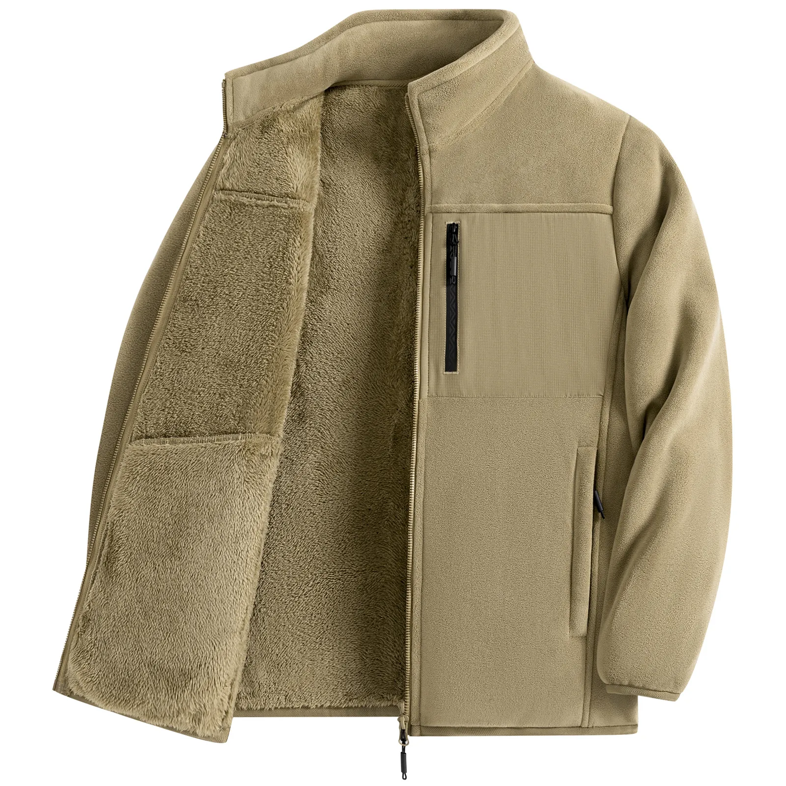 Giacca Tattica in Pile da Uomo Ispessita Termica Antivento Cappotto Outdoor Collo in Piedi Cerniera Casual Giacca Invernale per Uomo