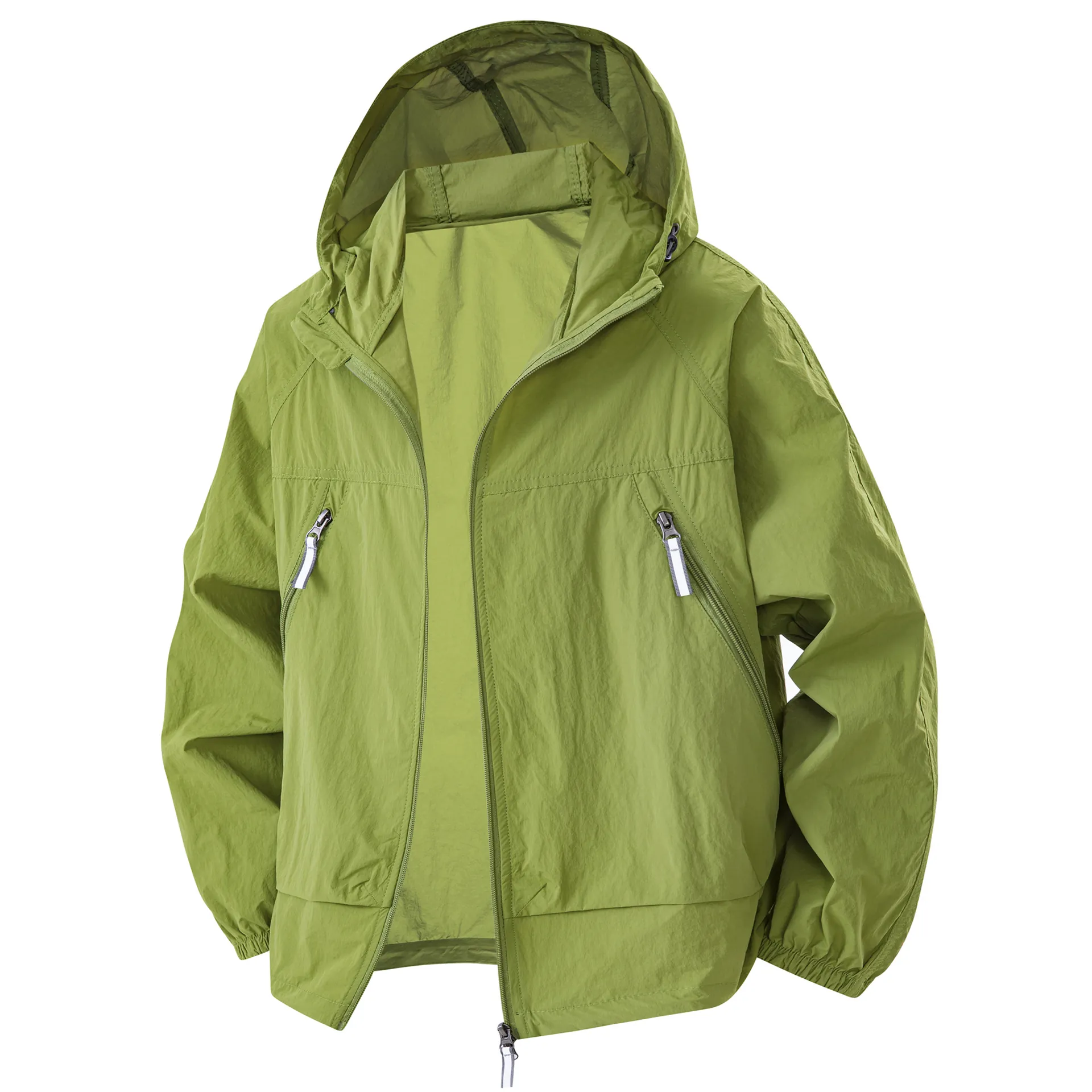Lightweight Nylon Ice Satin Sun Protection Jacket Breathable Hooded UV Protection Outerwear For Outdoor Fishing Hiking Casual Sporty Men Women
