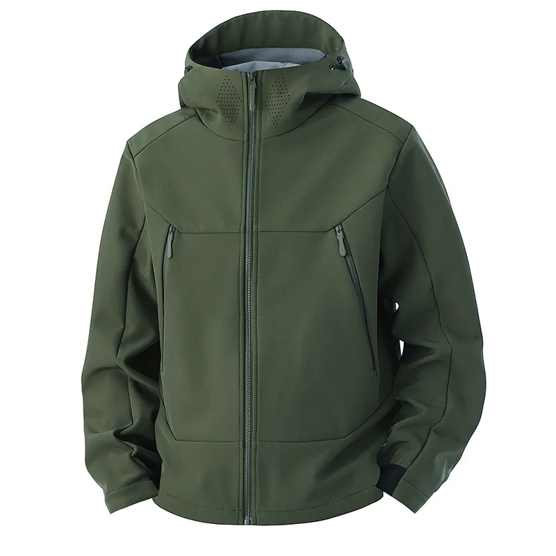 Herren Softshelljacke Mit Kapuze Winddicht Wasserabweisend Outdoor Wandern Taktische Jacke Polyester Elasthan Casual Oberbekleidung