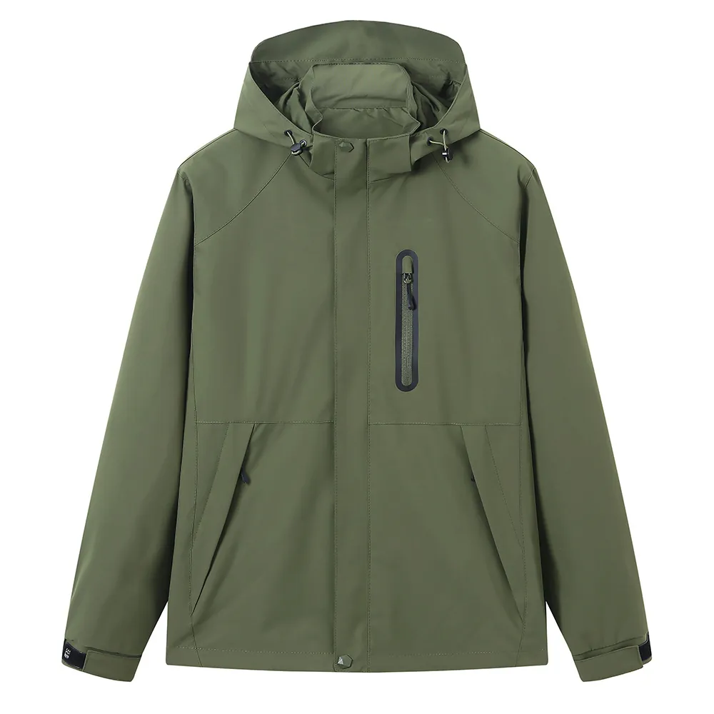 Heren Outdoor Windbreaker Jas Polyester Winddicht Waterdicht Ademend Sportieve Jas Met Capuchon Losse Multi Zakken Casual Bovenkleding Voor Heren