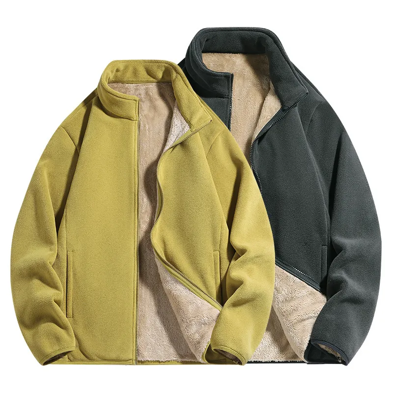 Polarfleecejacke Mit Sherpafutter Warmer Verdickter Wintermantel Stehkragen Outdoor Casual Winddichte Jacke Mit Reißverschluss Für Damen Herren