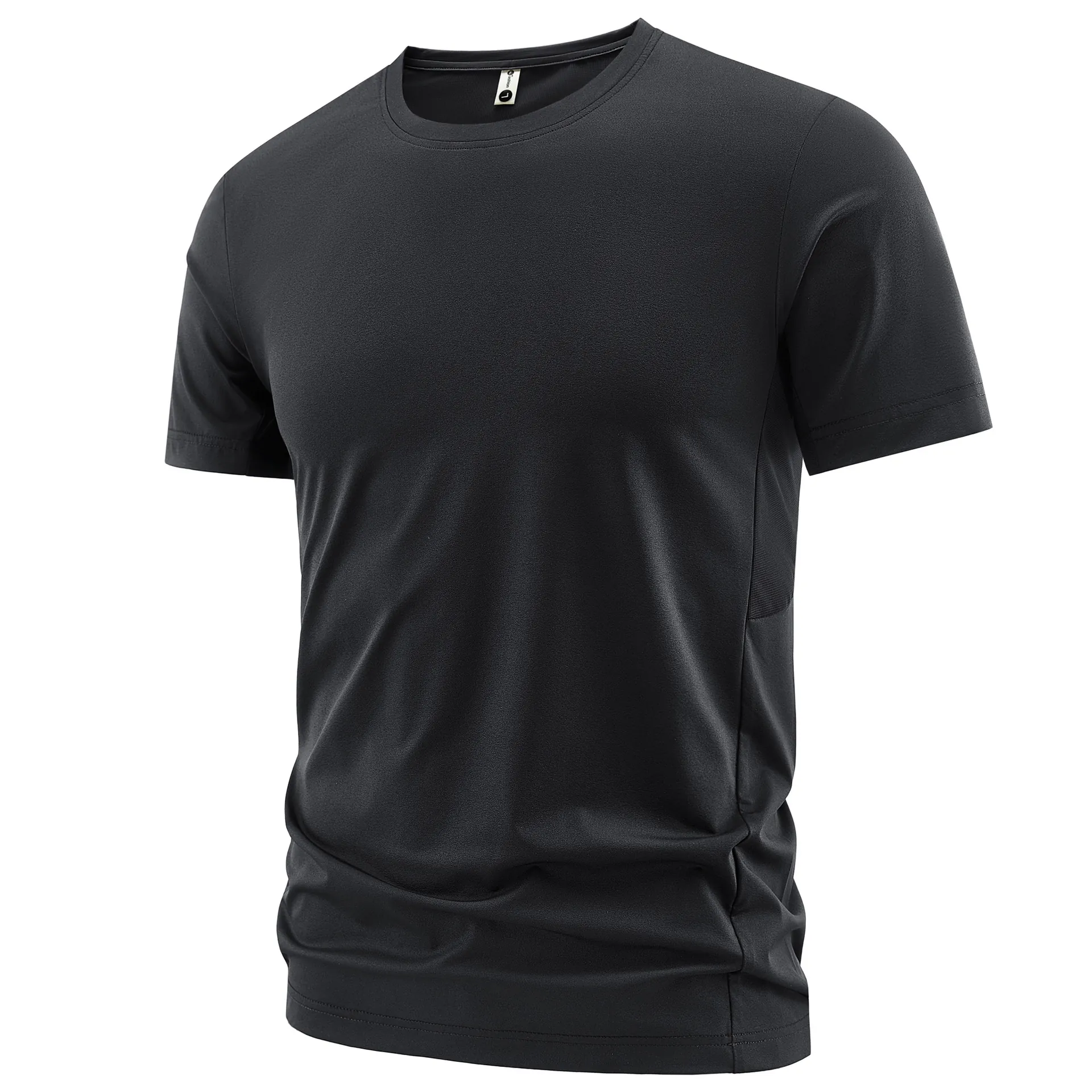 Men Ice Satin Athletic T Shirt Breathable Waffle Quick Dry Top Solid Color Summer Short Sleeve Crew Neck Loose Fit Men Clothing