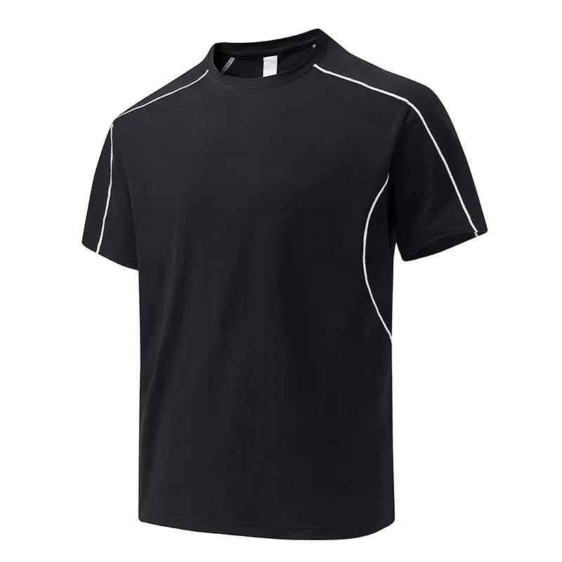T-Shirt de Sport pour Hommes Respirant en Poliestere Séchage Rapide Haut de Fitness pour Course Extérieur Casual Ample Manches Courtes