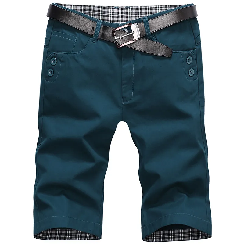Men's Casual Cotton Shorts With Belt Summer Beach Straight Leg Bottoms Slim Fit Plaid Lining All Day Comfort Wear For Men
