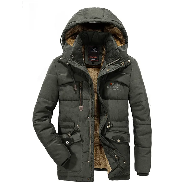Parka Invernale da Uomo con Cappuccio Spesso Giacca Antivento Foderata in Pile Caldo Cappotto di Cotone Imbottito Taglie Forti