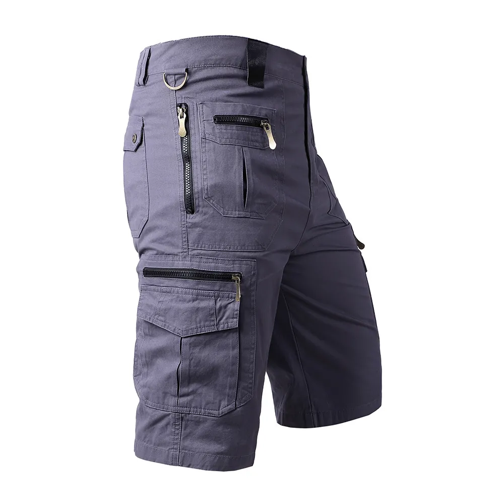 Men's Casual Cargo Shorts Cotton Multi Pocket Straight Leg Tactical Summer Shorts Outdoor Work Utility Pants For Men