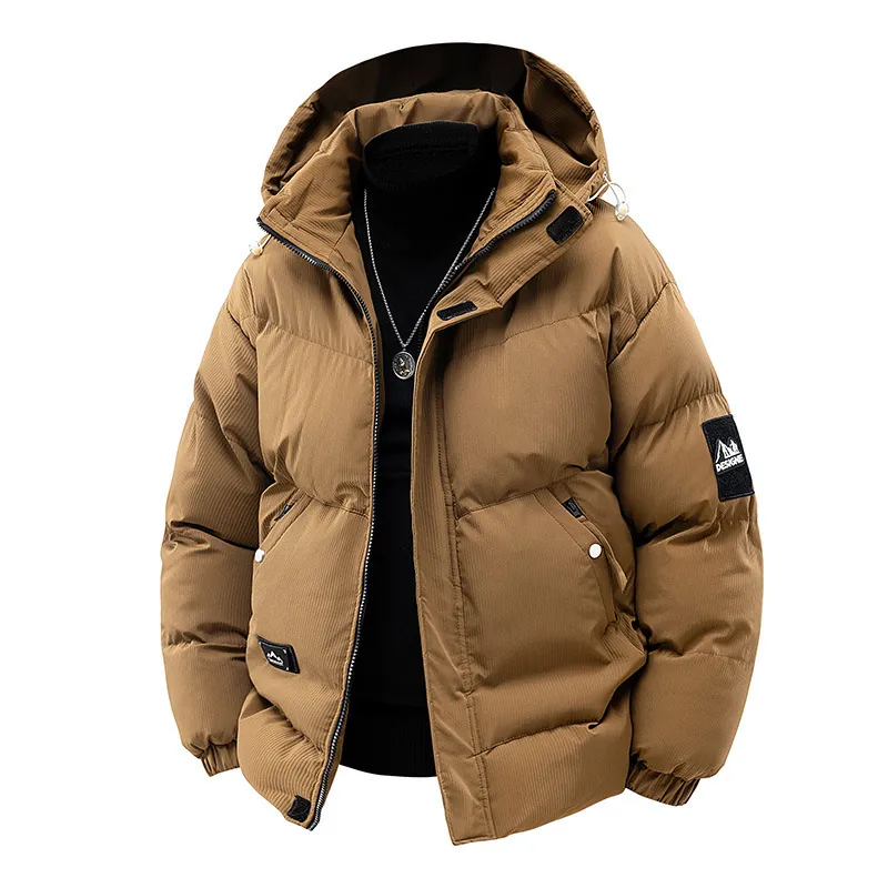 Veste Parka à Capuche d'Hiver pour Hommes Manteau Rembourré en Coton Ample Rétro Vêtements d'Extérieur Chauds Coupe-vent Avec Doublure en Graphène