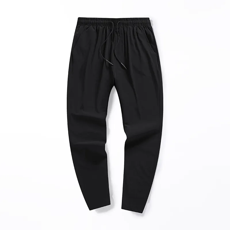 Pantalon Décontracté en Soie Glacée Mince pour Hommes Respirant Coupe Ample Jogger Jambe Droite Pantalon de Sport pour Hommes Ados