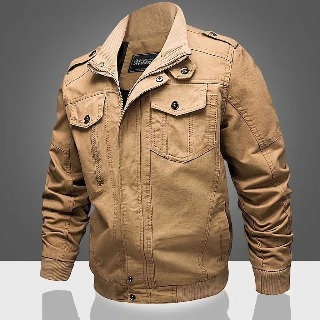 Herren Casual Baumwolle Militär Jacke Stehkragen Slim Fit Cargo Workwear Outerwear Mit Schulterklappen Winddichte Jacke Für Herren Alltag