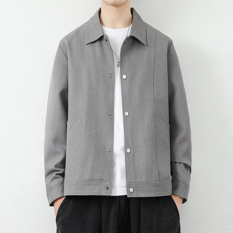Herren Casual Jacke Retro Umlegekragen Einreihig Einfarbig Oberbekleidung Für Herbst Täglich Arbeit Mode Mantel