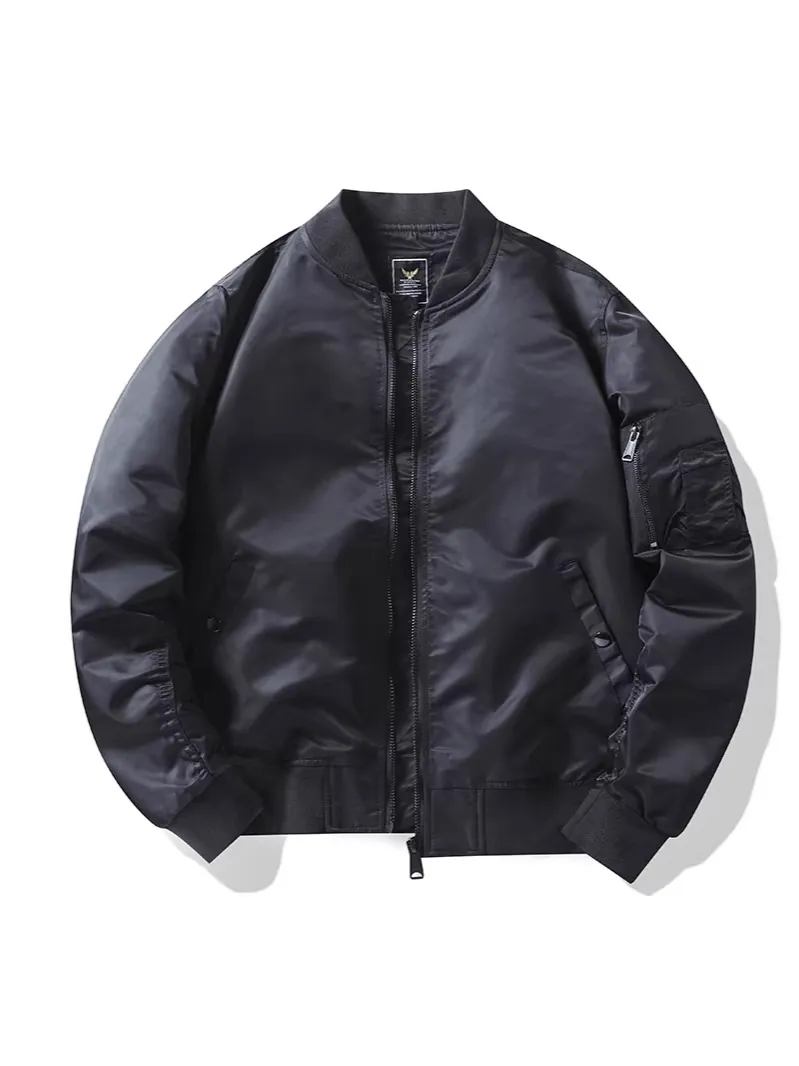 Classic Men MA-1 Flight Jacket Windproof Polyester Bomber Jacket Casual Outdoor Baseball Collar Lightweight Coat For Men