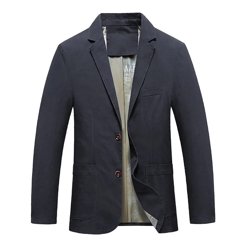 Giacca Blazer Casual da Uomo in Misto Cotone Spandex Revers a Dente Due Bottoni Tasche a Toppa Fodera Stampata Vintage Stile Italiano