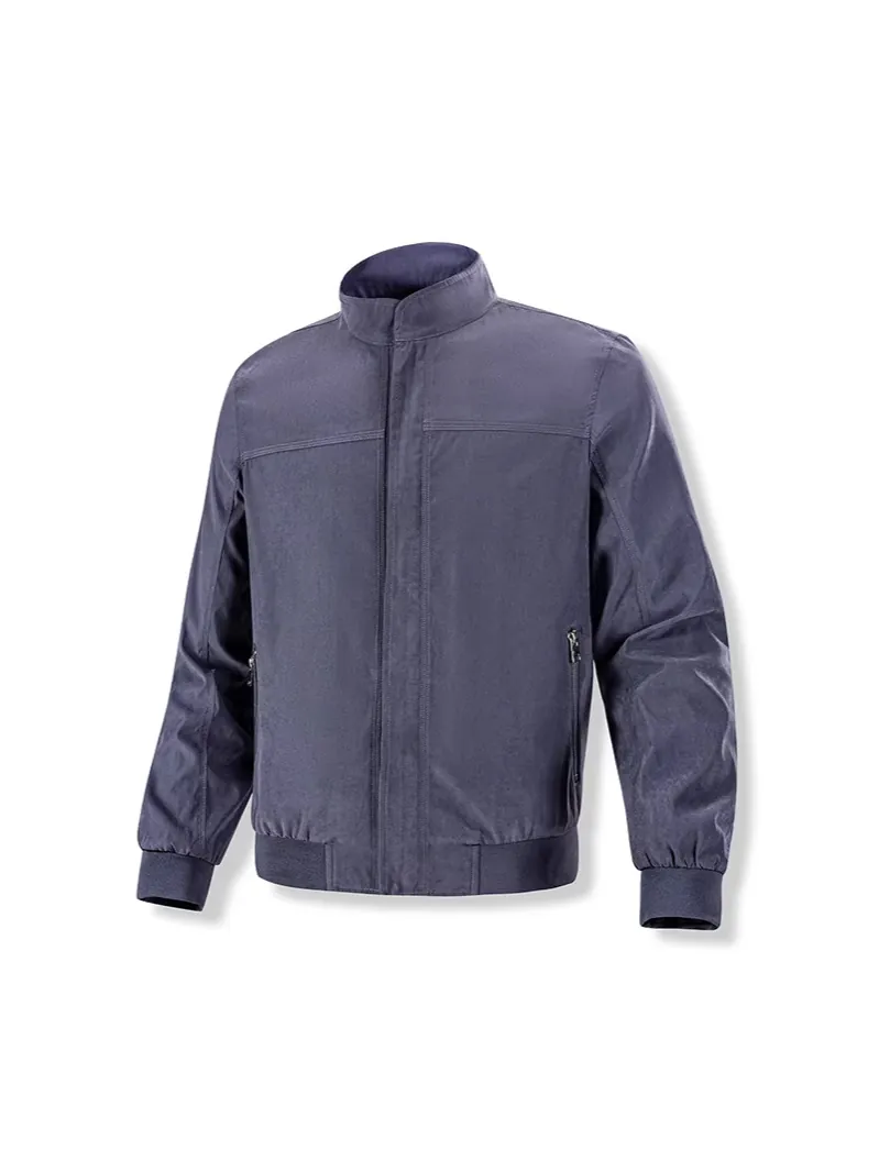 Herren Casual Stehkragen Jacke Winddicht Polyester Outdoor Mantel Einfarbig Reißverschluss Rippbündchen Workwear Jacke Für Männer