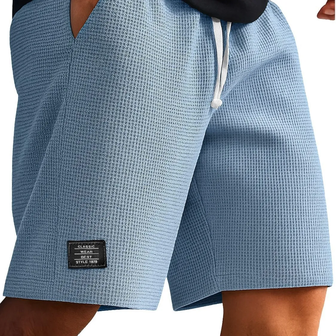 Men's Summer Waffle Knit Shorts Casual Breathable Polyester Blend Drawstring Waist Sports Beach Gym Shorts For Men Bottoms
