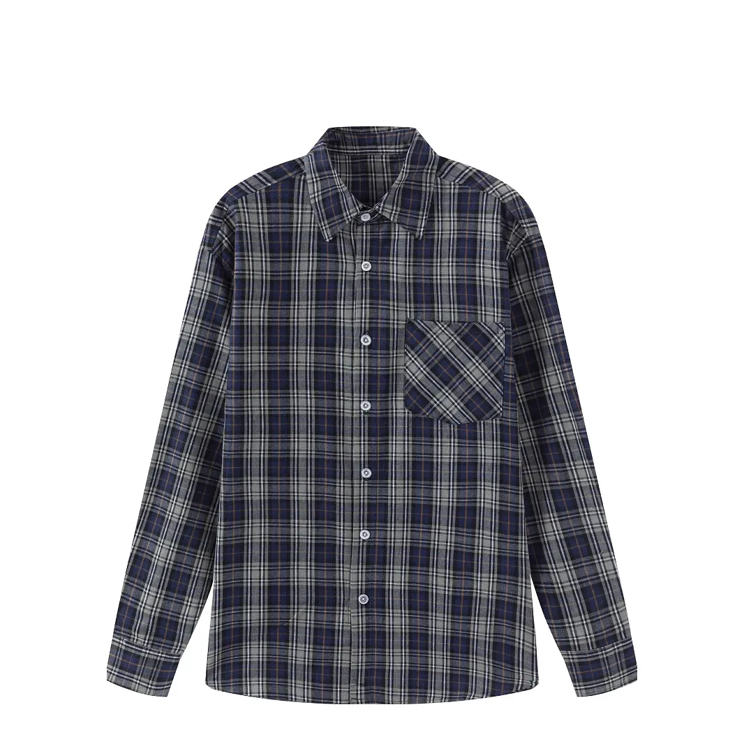 Herren Vintage Plaid Langarm Hemd Casual Retro Kariert Flanell Button Down Top Mit Brusttasche Reguläre Passform Hemd