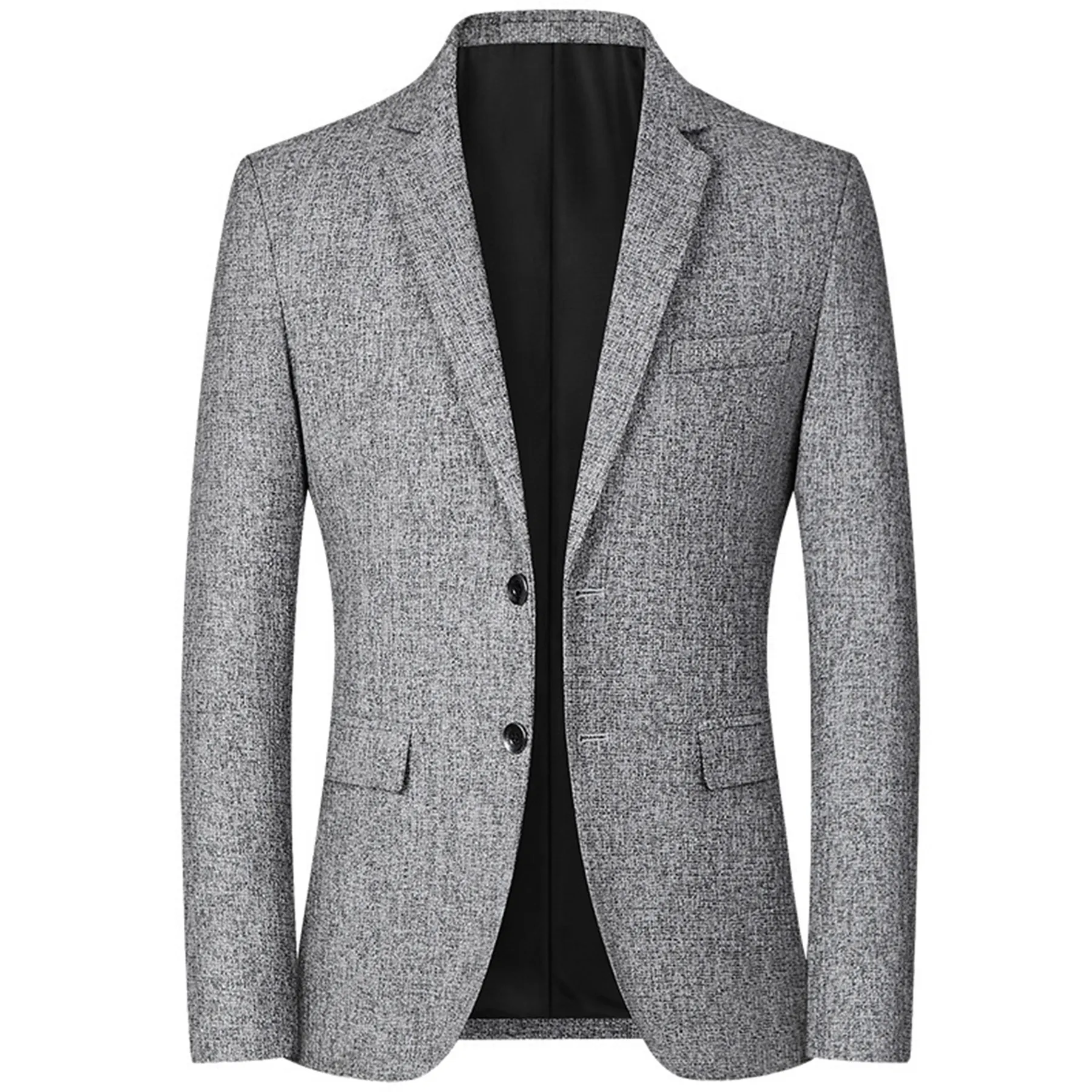 Men's Slim Fit Casual Blazer Polyester Mottled Texture Suit Jacket Two Buttons Notch Lapel For Business Office Daily Wear