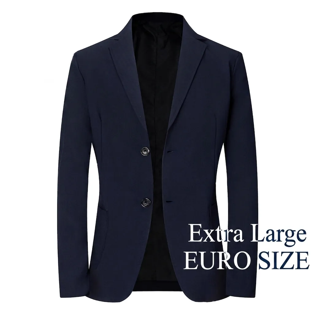 Men Casual Business Blazer Notch Lapel Single Breasted Two Button Slim Fit Suit Jacket Polyester Blend Sport Coat For Office Commute