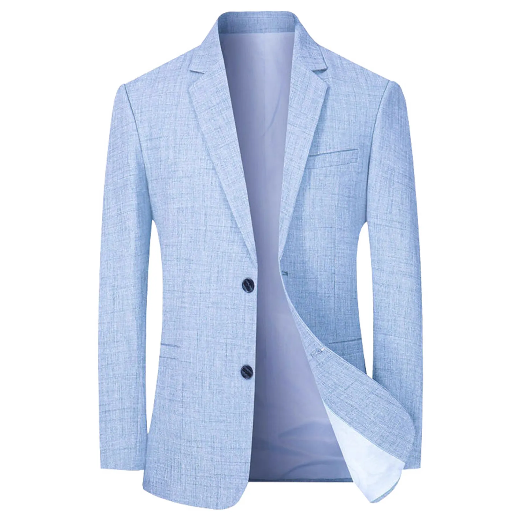 Men's Casual Slim Fit Blazer Jacket Textured Linen Blend Notch Lapel Single Breasted Lightweight Business Coat For Spring