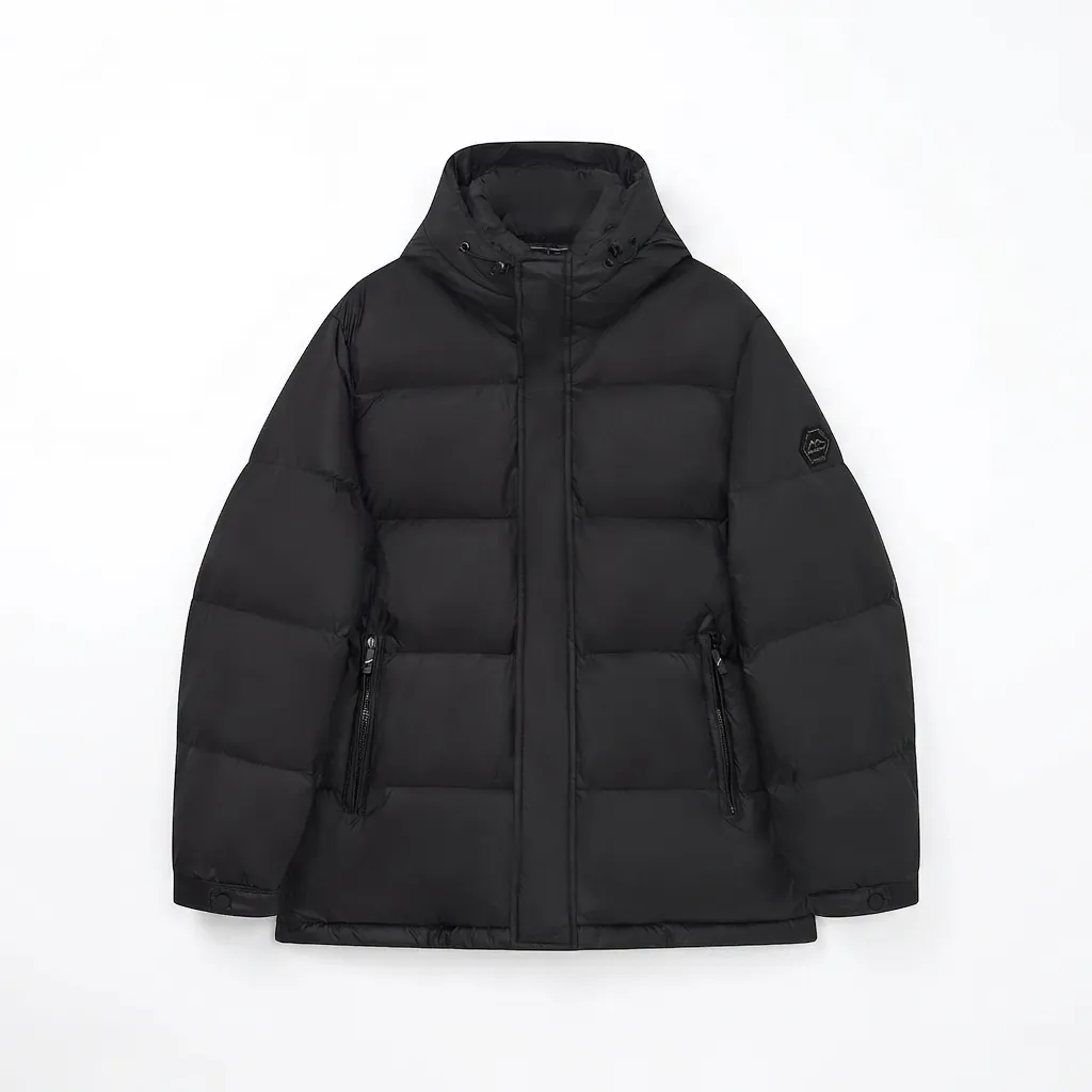 Men Hooded Down Jacket White Goose Down Thickened Warm Winter Coat Outdoor Hiking Minimalist Windproof Plus Size Jacket