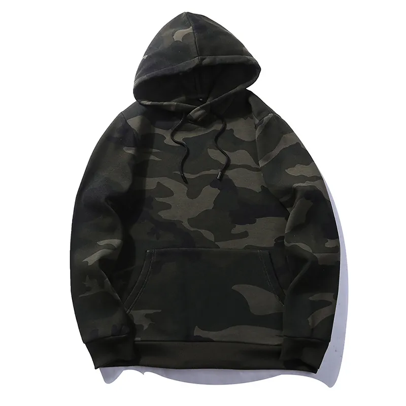Sweat à Capuche Camouflage Décontracté pour Hommes Manches Longues Streetwear avec Doublure Polaire Poche Kangourou
