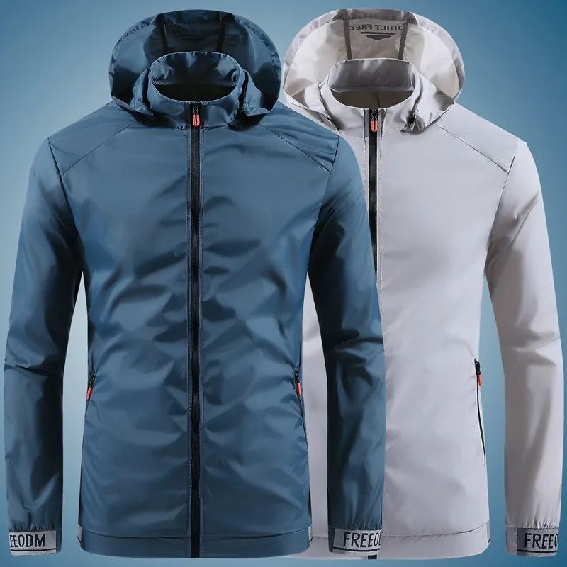 Men's Hooded Sun Protection Jacket UV Protection Lightweight Breathable Windbreaker Waterproof Sporty Casual Summer Coat