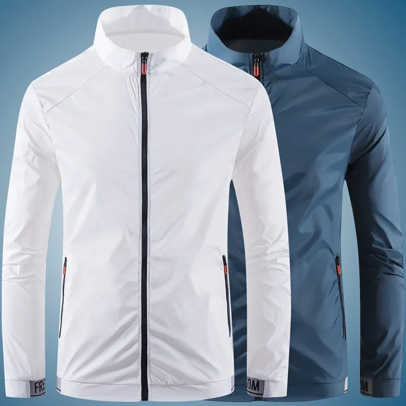 Unisex Sun Protection Jacket Lightweight Breathable UPF 50 Stand Collar Water Repellent Windbreaker Outdoor Sports Coat